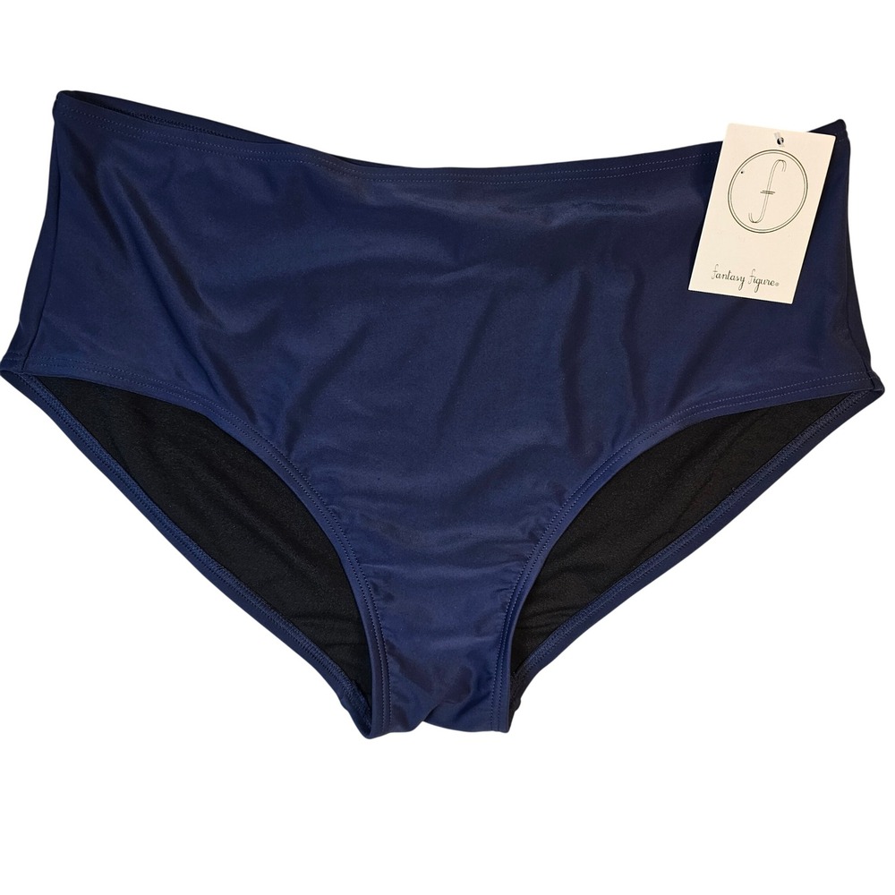 Fantasy Figure Navy Blue High Waisted Bikini Bottoms Plus Size 24W NWT